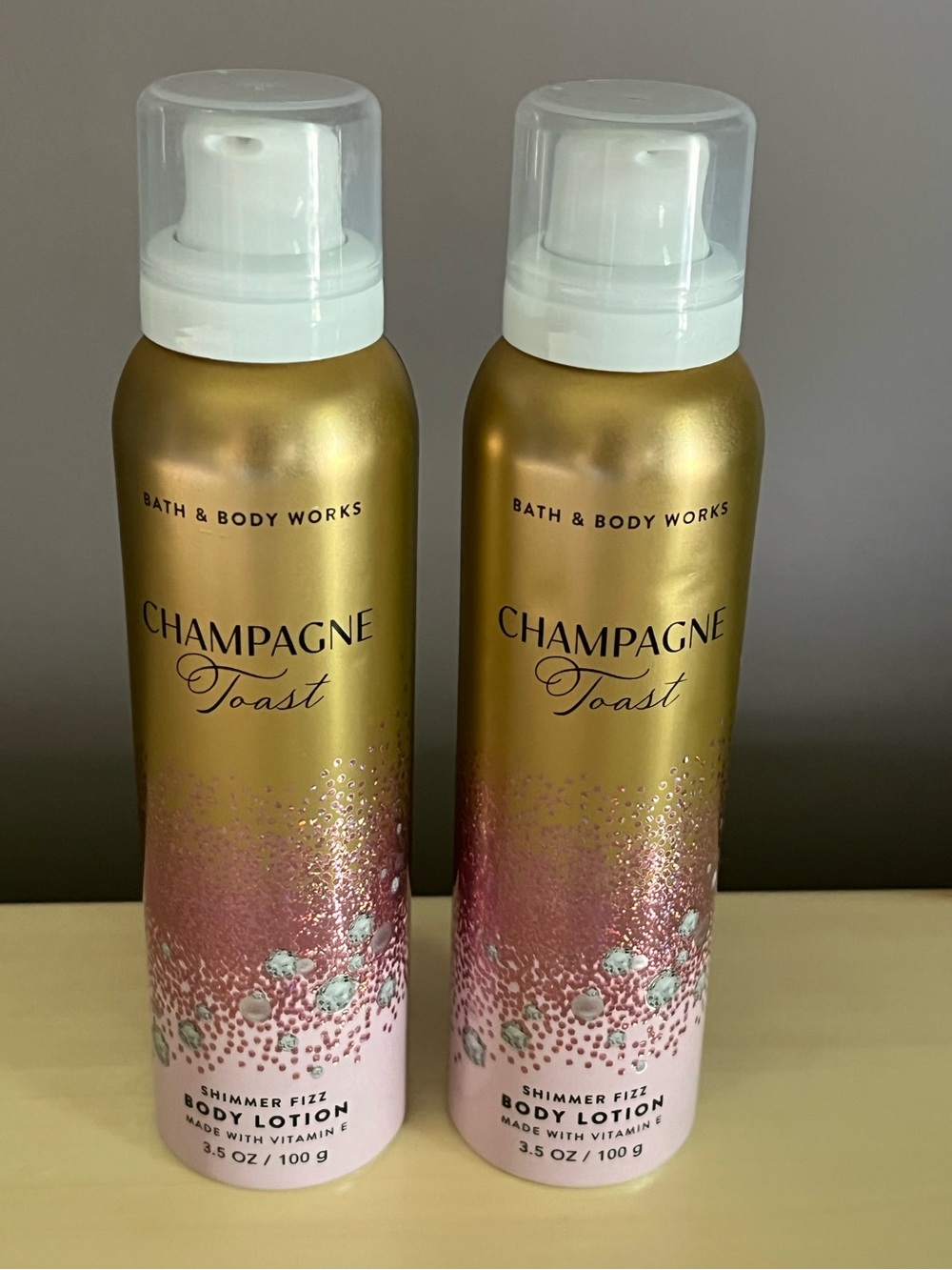 Two Bath & Body Works Champagne Toast Shimmer Fizz Body Lotions New